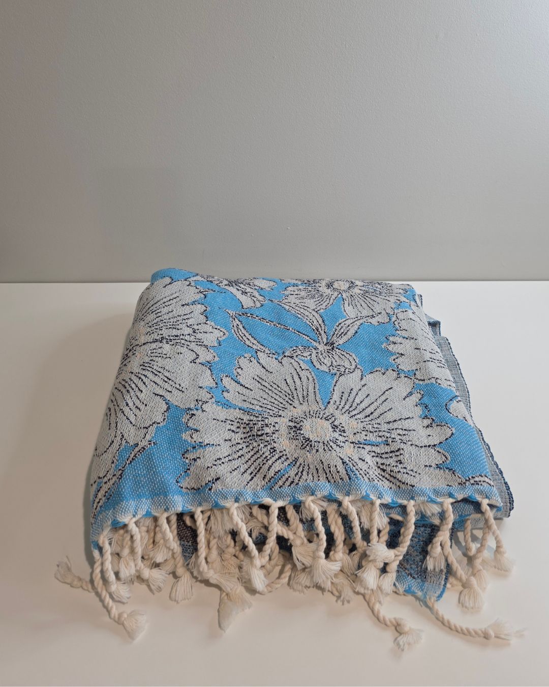 OUTLET SALE - Garden Flower Blanket in Blue - FINAL SALE