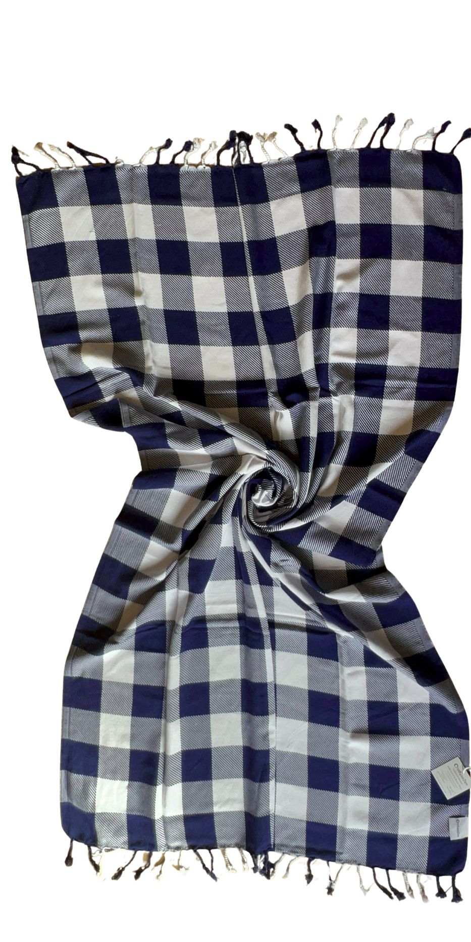 OUTLET SALE - Buffalo Plaid Turkish Towel in Navy Blue & White