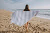 Marine Striped Turkish Towel with Soft Terry Cloth Back in Grey & Black