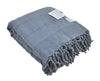 Stonewashed Organic Large Turkish Throw Blanket in Denim Blue/Grey