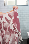 Camo Print Sand Resistant Reversible Turkish Towel in Burgundy