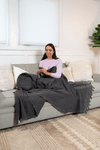 Stonewashed Small Turkish Throw Blanket in Charcoal Grey/Faded Black
