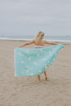 Flamingo Reversible Cotton Turkish Towel in Mint