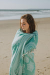 CLEARANCE - Mandala Flower Sand Resistant Turkish Towel in Seagreen