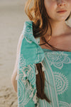CLEARANCE - Mandala Flower Sand Resistant Turkish Towel in Seagreen