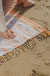 Rainbow Variegated Sand Free Turkish Towel in Orange