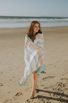CLEARANCE - Rainbow Variegated Sand Free Turkish Towel in Mint