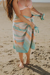 CLEARANCE - Rainbow Variegated Sand Free Turkish Towel in Mint