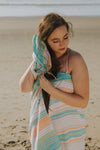 CLEARANCE - Rainbow Variegated Sand Free Turkish Towel in Mint