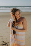 CLEARANCE - Rainbow Variegated Sand Free Turkish Towel in Orange