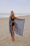 CLEARANCE - Leopard Turkish Towel Peshtemal in Indigo