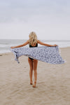 CLEARANCE - Leopard Turkish Towel Peshtemal in Indigo