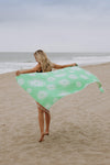 Citrus Print Cotton Reversible Turkish Towel in Lime