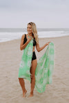 Citrus Print Cotton Reversible Turkish Towel in Lime