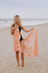 Flamingo Reversible Cotton Turkish Towel in Coral