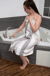 Kapris Striped Turkish Towel with Soft Terry Cloth Back in Brown, Beige and White