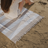 Kapris Striped Turkish Towel with Soft Terry Cloth Back in Brown, Beige and White