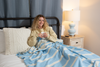 CLEARANCE - Multi Stripe Reversible Muslin Blanket in Light Blue