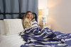 Clearance - Multi Stripe Reversible Muslin Blanket in Navy Blue
