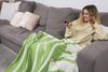 Clearance - Multi Stripe Reversible Muslin Blanket in Olive Green