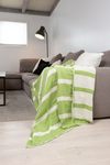 Clearance - Multi Stripe Reversible Muslin Blanket in Olive Green