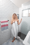 Marine Striped Turkish Towel with Soft Terry Cloth Back in Grey & Black
