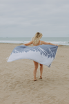 Mountain 100% Cotton Reversible Turkish Towel in Navy