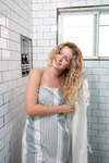 Sauna Stripe Terry Cloth Lined Turkish Towel in Dark Grey