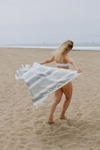 Sauna Stripe Terry Cloth Lined Turkish Towel in Dark Grey
