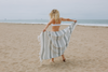 Sauna Stripe Terry Cloth Lined Turkish Towel in Dark Grey