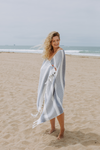 Sauna Stripe Terry Cloth Lined Turkish Towel in Navy Blue