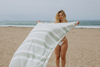 Sauna Stripe Terry Cloth Lined Turkish Towel in Olive Green