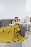 CLEARANCE - Stonewashed Large Turkish Throw Blanket in Golden Yellow