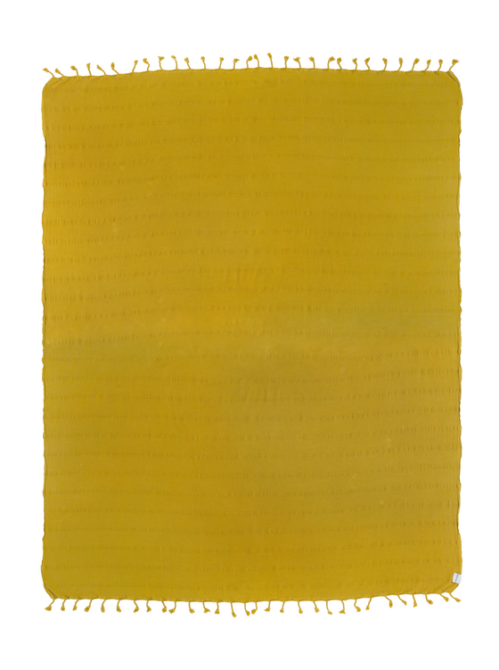 Stonewashed Large Turkish Throw Blanket in Golden Yellow