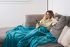 CLEARANCE - Stonewashed Large Turkish Throw Blanket in Teal Blue