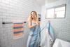 Multi Stripe Terry Cloth Lined Turkish Towel in Blue and Navy