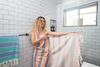 Thick Multi Stripe Terry Cloth Lined Turkish Towel in Orange and Navy Blue