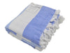 Kapris Striped Turkish Towel with Soft Terry Cloth Back in Blue and White