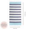 Marine Striped Turkish Towel with Soft Terry Cloth Back in Navy & Blue