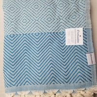 OUTLET SALE - Diamond Weave Turkish Cotton Throw Blanket in Teal