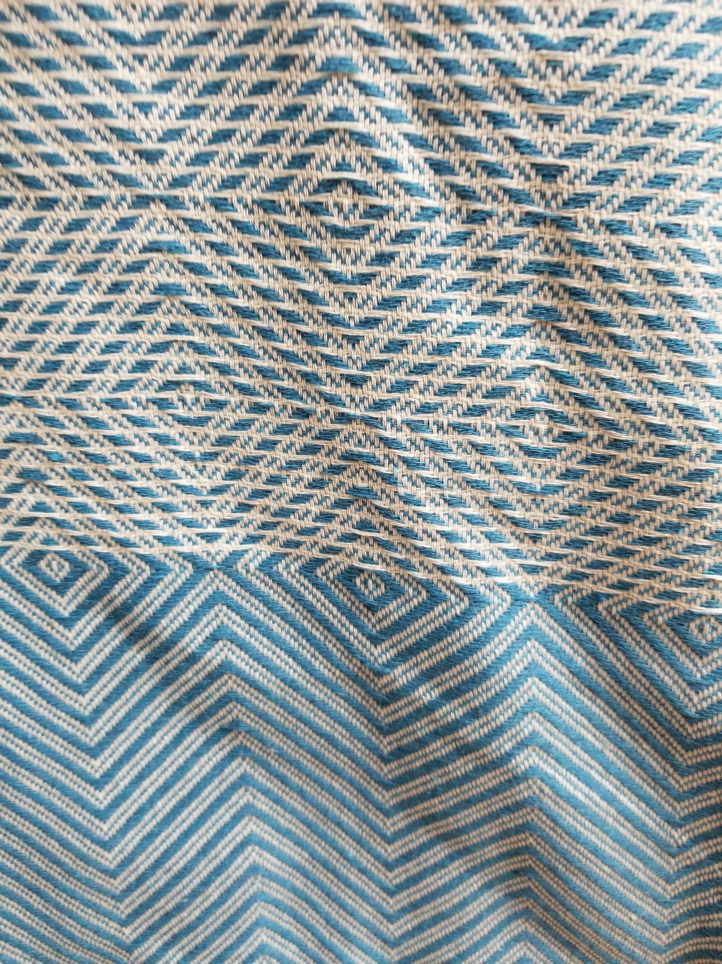 OUTLET SALE - Diamond Weave Turkish Cotton Throw Blanket in Teal