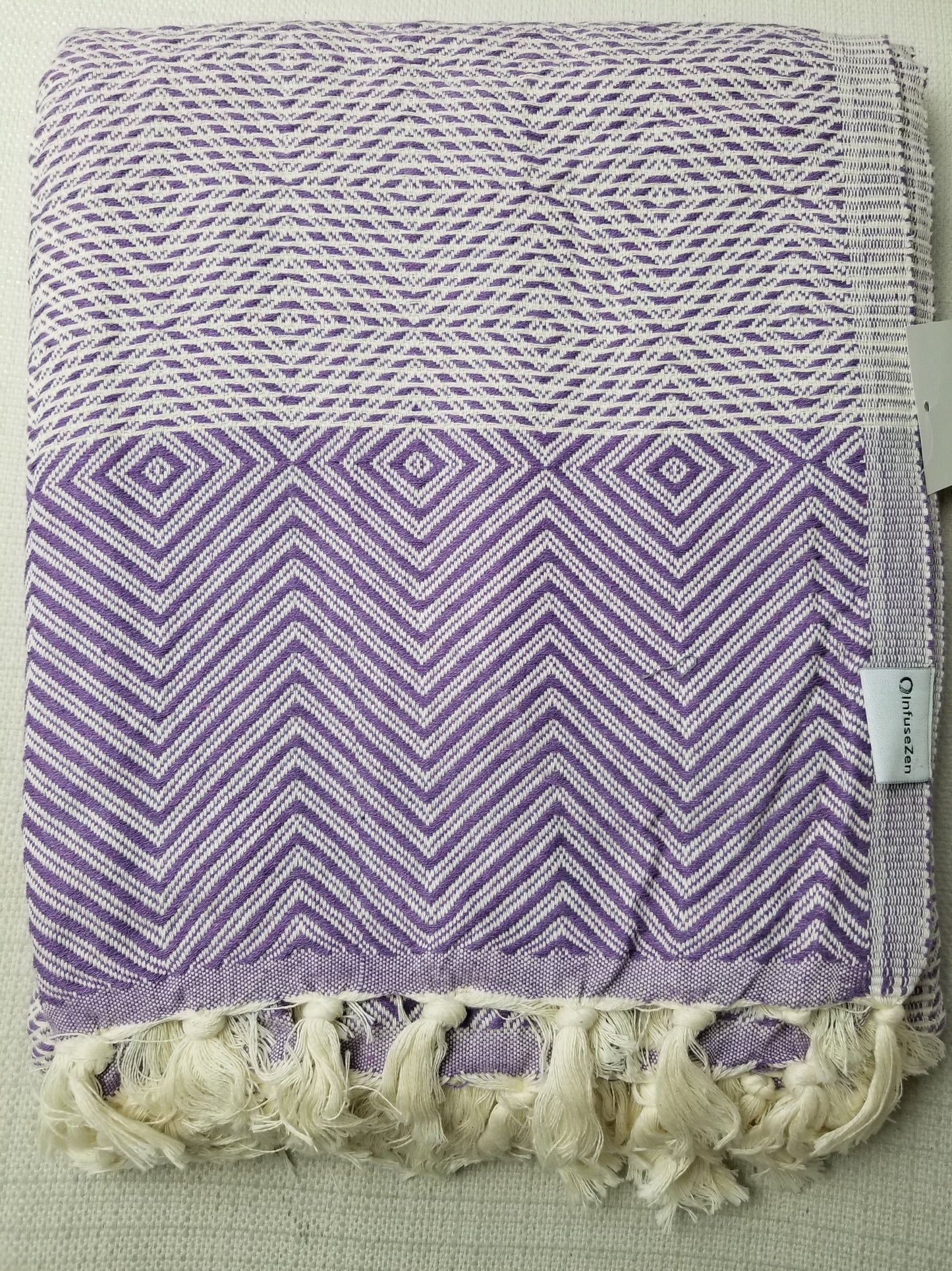 OUTLET SALE - Diamond Weave Turkish Cotton Throw Blanket in Purple