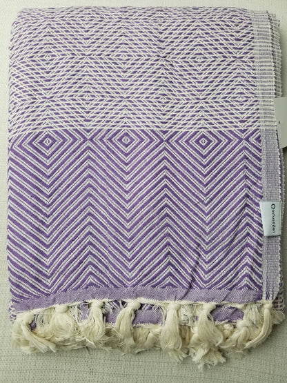 OUTLET SALE - Diamond Weave Turkish Cotton Throw Blanket in Purple