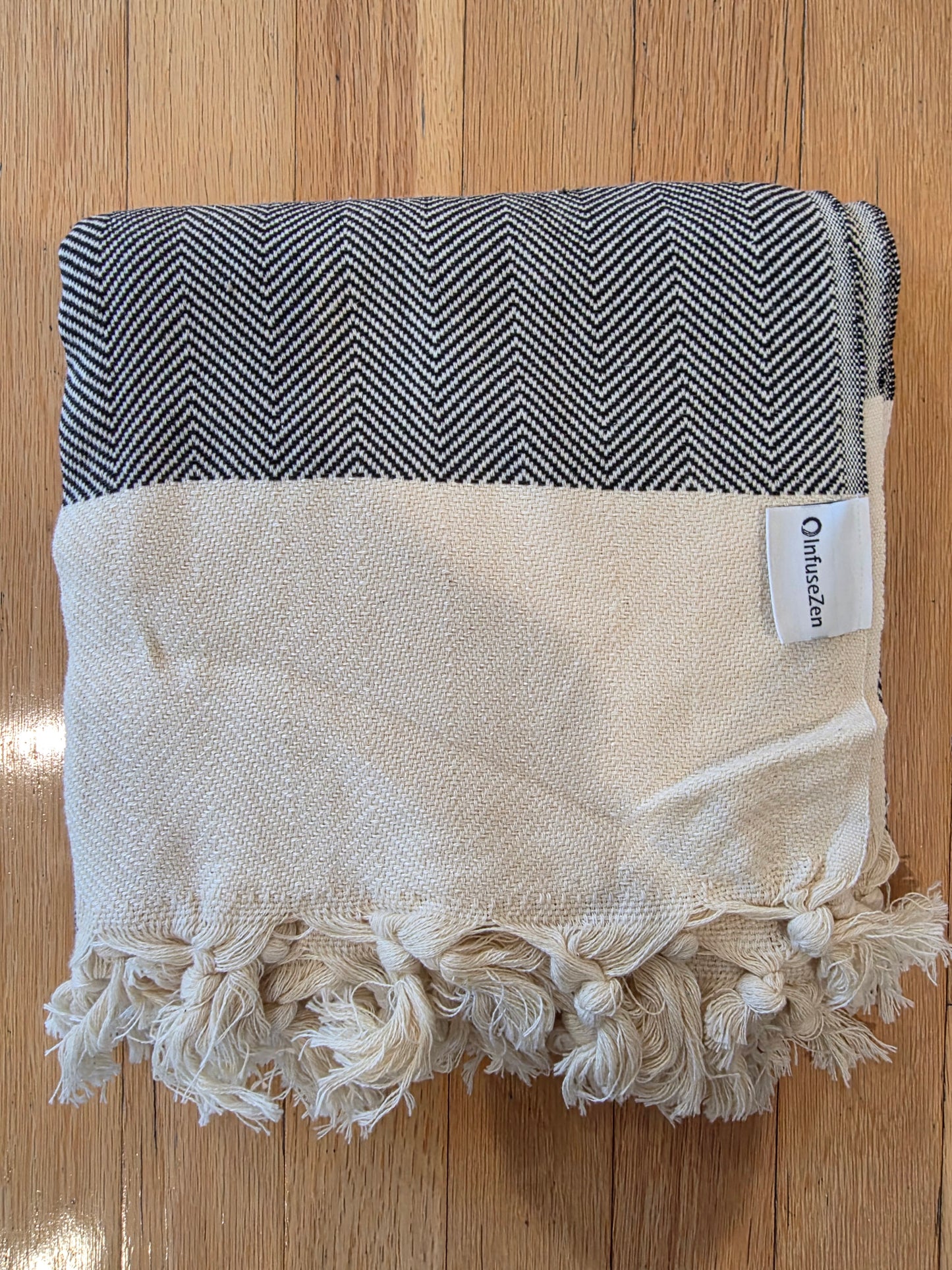 OUTLET SALE - Black and Cream Turkish Towel