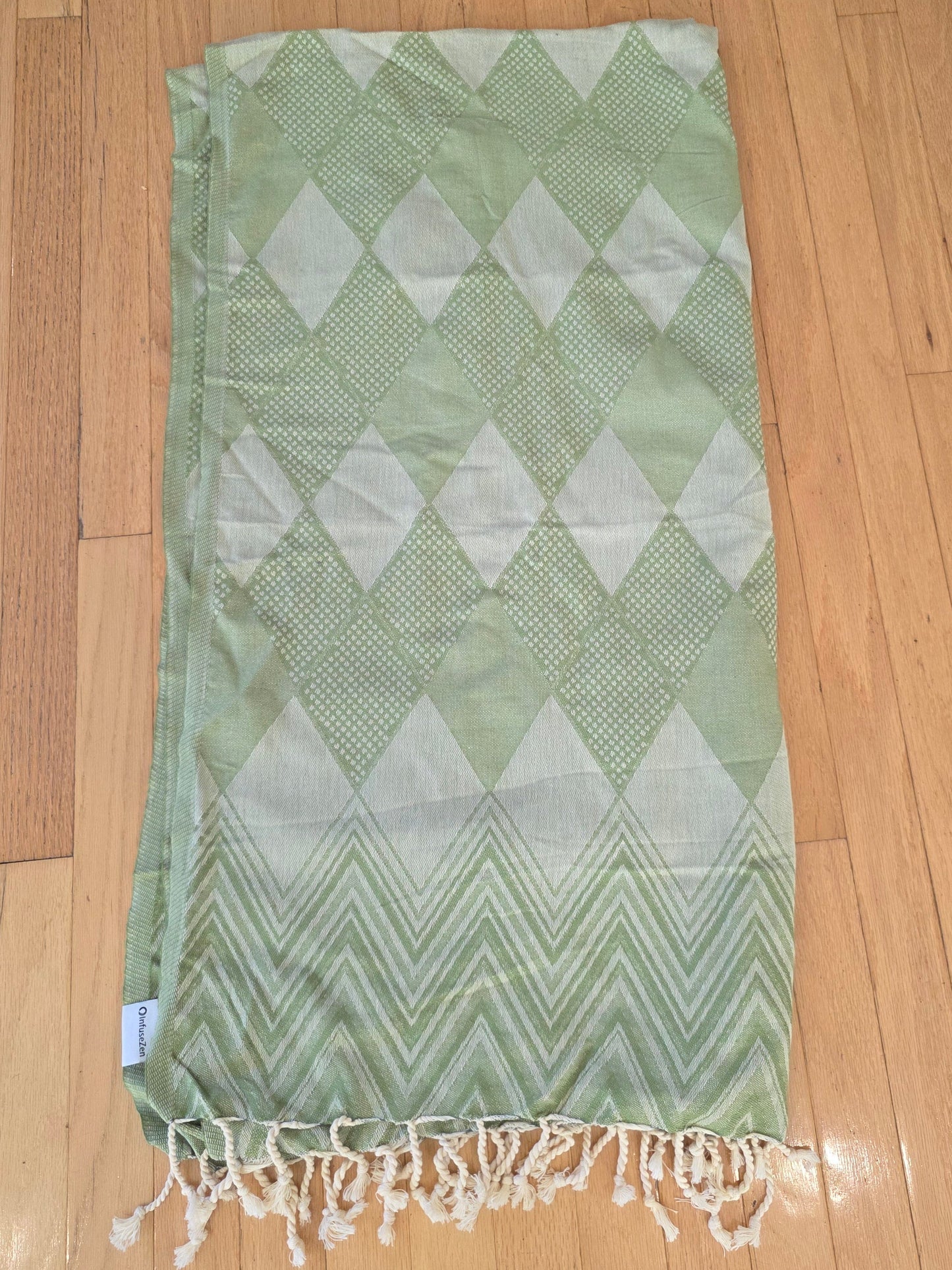 OUTLET SALE - Green Diamond and Chevron Turkish Towel