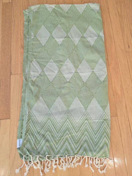 OUTLET SALE - Green Diamond and Chevron Turkish Towel