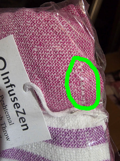 OUTLET SALE - Marine Terry Lined Turkish Towel in Pink and Purple - FINAL SALE