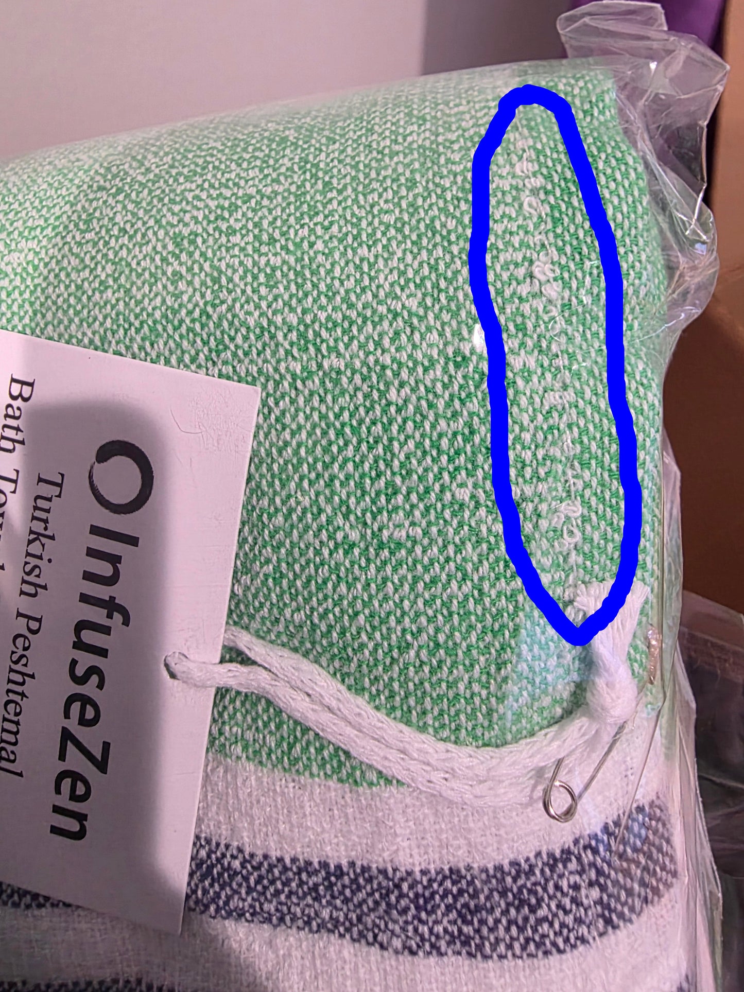 OUTLET SALE - Marine Terry Lined Turkish Towel in Green and Navy - FINAL SALE
