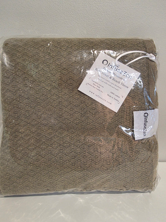 OUTLET SALE - Stonewashed Diamond Weave Turkish Towel in Olive - FINAL SALE