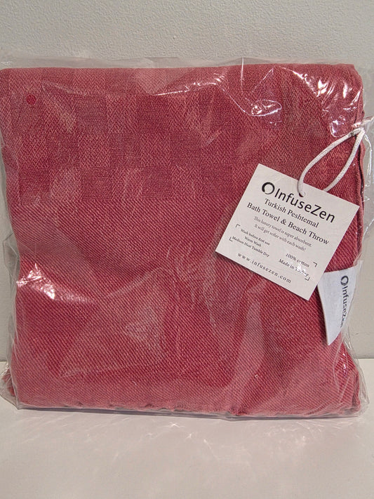 OUTLET SALE - Stonewashed Checkered Weave Turkish Towel in Red- FINAL SALE